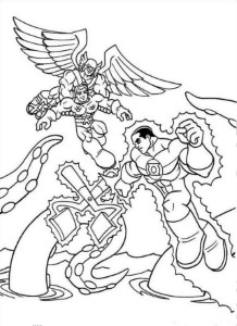 Superfriends Against Monster Coloring Page Coloringplus 50995