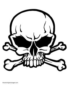 Colouring Pages for kids big skull and crossbones