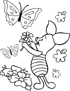 Popular Character Free Coloring Activity: Winnie the Pooh: Piglet