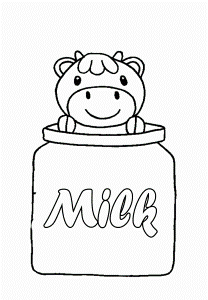 Little Cow In Milk Bottle Coloring Pages - Food Coloring Pages