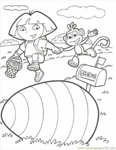 Coloring Pages Dora Boots Easter Color (Cartoons > Dora the