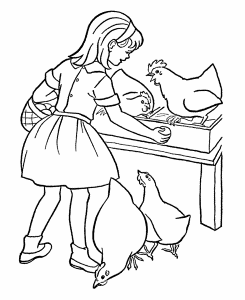 Farm Work and Chores Coloring Pages | Printable Farm Girl