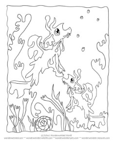 Printable Cartoon Coloring Pages Seahorse Seadragon,Echo