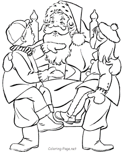 Winter Coloring Book Pages - On Santa