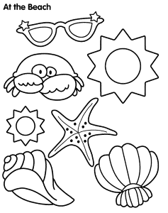 beach items Colouring Pages