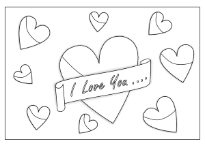 i Love you Art Coloring Book Colouring Sheet Page Black White Line