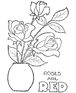 Coloring Pages of Valentine Roses for kids