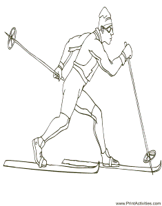Skiing Coloring Page | Olympic Cross Country Skier | Classical
