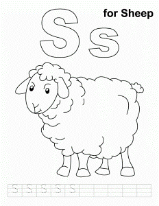 S for sheep coloring page with handwriting practice | Download