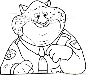 Officer Clawhauser Coloring Page - Free Zootopia Coloring Pages :  ColoringPages101.com
