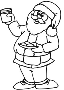 Santa And Chocolate Cookies Coloring Pages - Cookie Coloring Pages