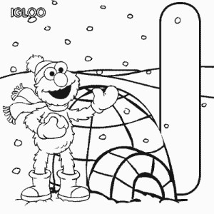 Igloo - Letter I - Sesame Street Alphabet Coloring Page