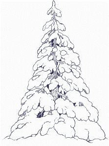 The Mitten Mural Snow Covered Evergreens coloring page