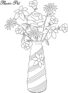 Easier Flower Pot Coloring Page Wallpaper | ViolasGallery.