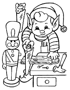 Elf Working of Christmas Coloring Page – Free Christmas Coloring