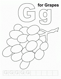 G for grapes coloring page with handwriting practice | Download