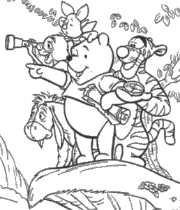 Cute Baby Winnie Pooh With Friends Coloring Pages - Winnie The