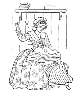 July 4th Coloring Pages - Betsy Ross US flag Coloring Page Sheets ...
